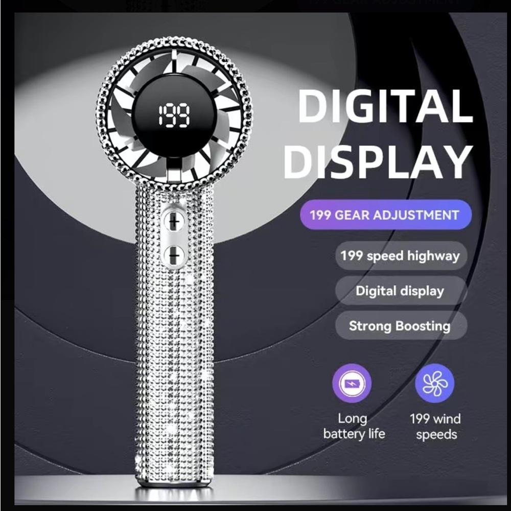 Rhinestone Portable 4-Speed cooling fan - Picture 5 of 5